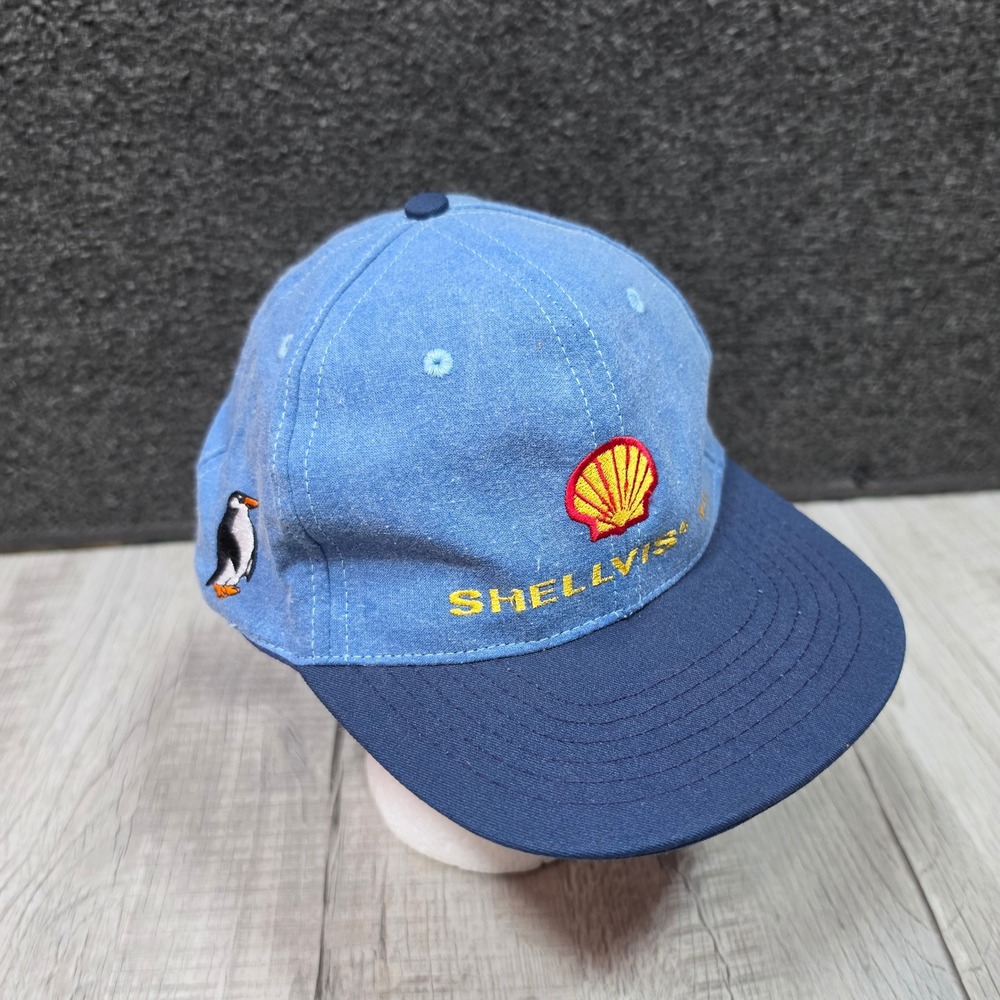 Vintage Shell Chemical Co Hat Blue Mens OSFA Shellvis VII Penguin Snapback USA